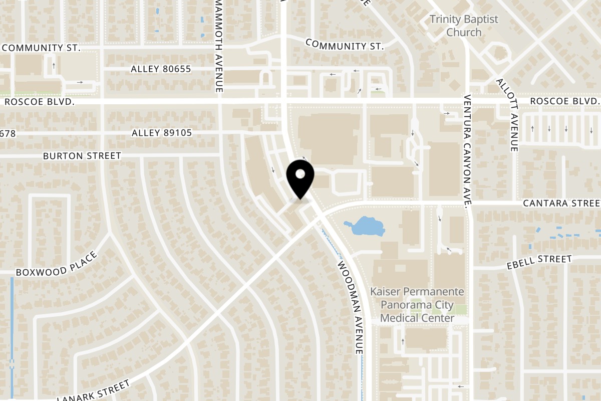 Map showing the location of Sushi Goken on 8205 Woodman Avenue in Van Nuys